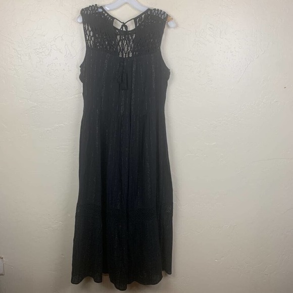 Anthropologie Womens Maeve Abilene Black Maxi Sleeveless Crochet strappy neck M - Picture 6 of 8